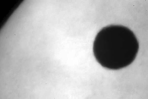 金星が太陽のふちに接するとき、ブラックドロップ現象が見られるかもと期待したが雲に入ってしまい観測不能。