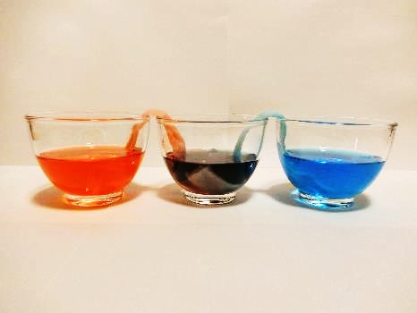 ３つのコップで色水実験